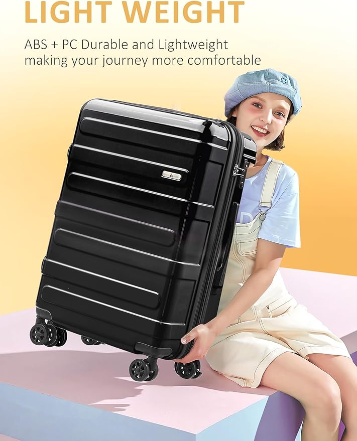 Tolino Carry on Luggage 22x14x9 Airline Approved-20 Inch Hardside Suitcase with Wheels TSA Lock, PC+ABS Lightweight Carry on Suitcases for Women and Men