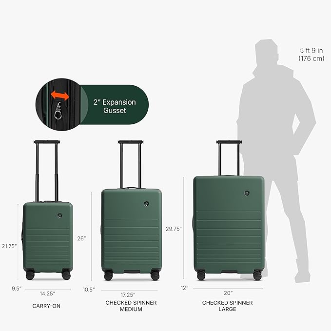 Traveler's Choice Markham Hardside Expandable Luggage with Hinomoto Spinner Wheels, 26-Inch Medium, Green