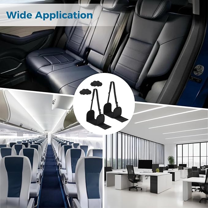 2 PCS Foot Hammock for Plane Travel with 2 Eyeshades, Plane Foot Hammock, Under Desk Foot Hammock for Office, Adjustable Length and Portable Design, No Collapse with Bamboo Board Support