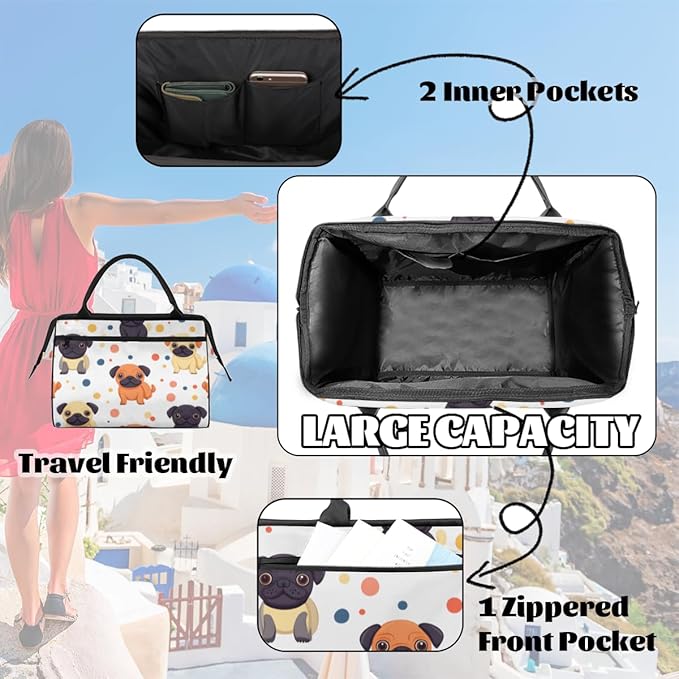 Animals Dog Overnight Weekender Bag for Women Men Travel Duffel Bags Waterproof Luggage Carry on Sports Yoga Gym Bag
