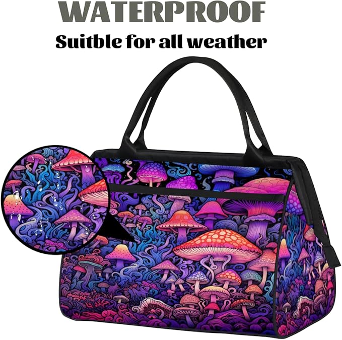 Mushroom Forest Overnight Weekender Bag for Women Men Travel Duffel Bags Waterproof Luggage Carry on Sports Yoga Gym Bag