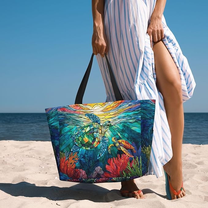 Beach Bag Tote Bags Waterproof Sandproof for Women Large Beach Tote Bag Foldable with Pockets for Weekend Vacation