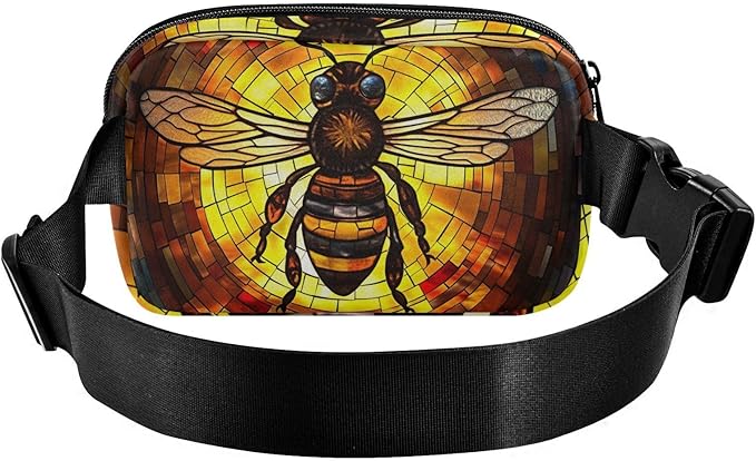 Stained Glass Printed Bee Fanny Pack for Women Men Water Resistant Fashion Waist Packs with Adjustable Strap Belt Bag for Travel Workout Jogging Hiking 21219664