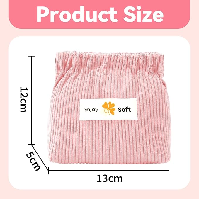 AUGSUN 6pc Corduroy Elastic Hair Tie Organizer, Storage Bag Makeup Pouch Travel Storage Organizer Accessories 5.11 x 1.96 x 4.72 Inches Multipurpose Elastic Aesthetic Lipstick Bag