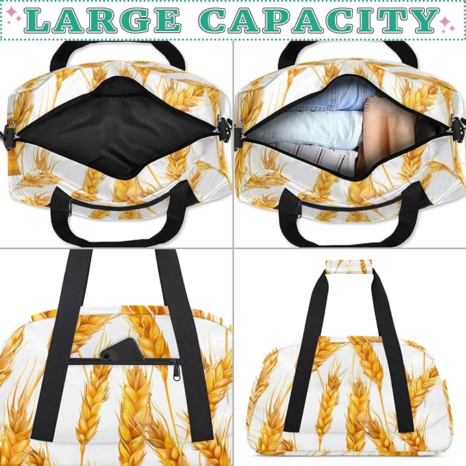 Wheat Ears Print Kids-Duffel-Bags Gymnastics Dance Bag Carry-On Overnight Travel Gym Lightweight Dance Sports Bags For Girls Boys Kids，