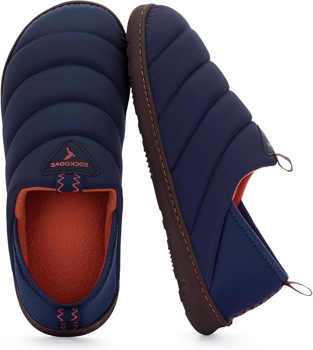 RockDove Men's Pufflite Two-Tone Quilted Loafer Slipper with Indoor/Outdoor Sole