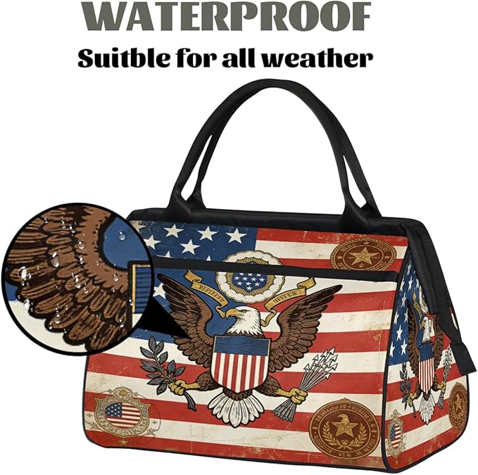Travel Gym Carrying Bag - Great Seal Usa Flag Overnight Weekender Bag for Women Men Girls - Shoulder Large Capacity Tote Bag for Travel, Yoga, School,Mommy Hospital Bag for Labor and Delivery