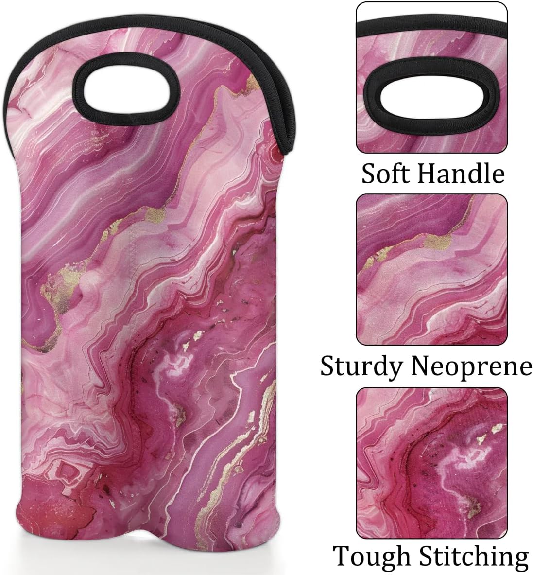 Wine Carrier Tote Personalized Bag for 2 Bottles - Neoprene Wine Bottle Holder with Carry Handle, Wine Protective Bag Insulated Bag Beer Cans Water Bottle Holder for Travel Picnic,Style11