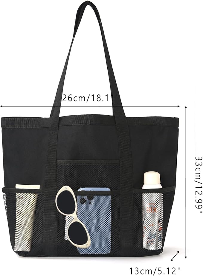 Mesh tote bag, suitable for daily travel, shopping, weekend trips, beach bags, fitness bags