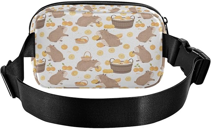 Kawaii Capybara Orange Fanny Pack for Women Men Water Resistant Fashion Waist Packs with Adjustable Strap Belt Bag for Travel Workout Jogging Hiking 21220247