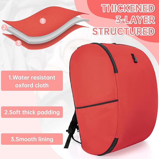 Padded Car Seat Travel Bag Compatible with Doona, Infant Car Seat Travel Bag, Foldable Car Seat Stroller Gate Check Bag for Airplane (Cherry Red)