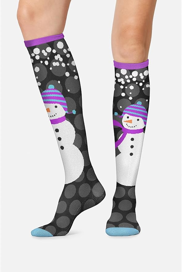 Cherokee Women's 10-15mmHg Compression Socks – Fun Print Knee Highs with Light Support, Soft Feel - PRINTSUPPORT
