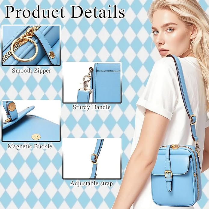 Vintage Messenger Bag Leather Crossbody Bags for Women Men Small Anti Theft Cross Body Shoulder Purse with Card Slots