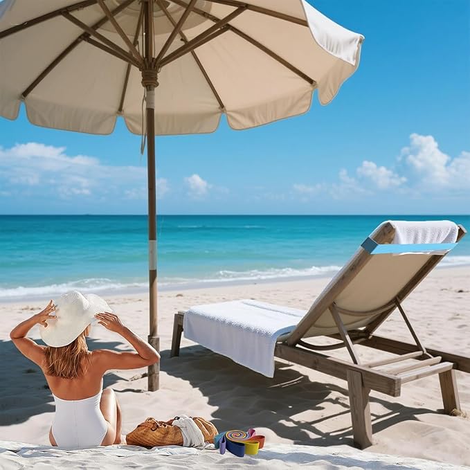 Wide Beach Towel Bands for Cruise Chairs - Windproof Elastic Towel Holder, Towel Straps for Beach/Pool & Lounge Chairs, Cruise Essentials & Beach Must Haves, Better Alternative to Beach Towel Clips