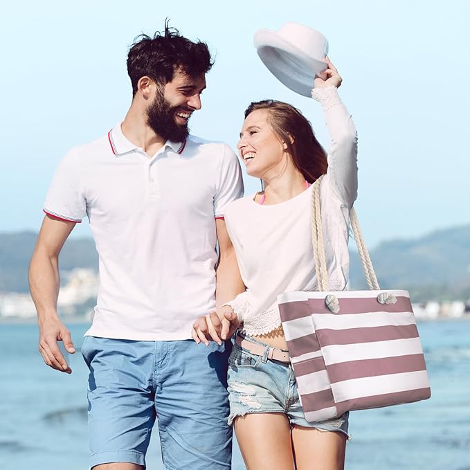 Pleneal Beach Bags For Women - Large Beach Bags with Zipper Waterproof Sandproof Swim Pool Beach Bag