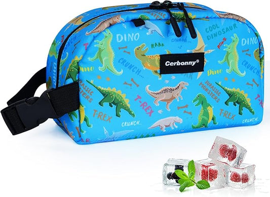 Cerbonny Blue Planet Dinosaur Freezable Cooler Bag - Mini Insulated Lunch Bag for Kids/Adults, Fit for Yogurt