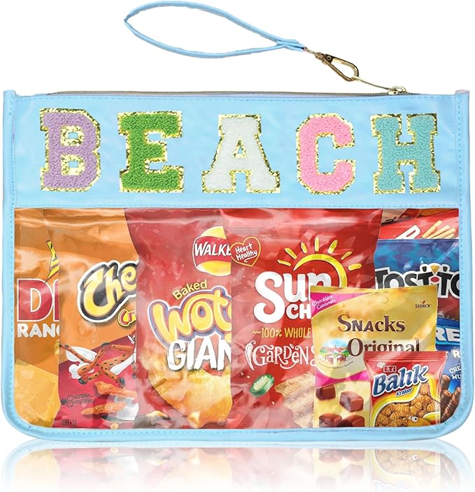 Snack Bags Clear Pouch Travel Makeup Bag Chenille Letter Bags for Zipper Pouch Clear Cosmetic Bag Clearly Tote Bag Makeup Travel Bags for Women