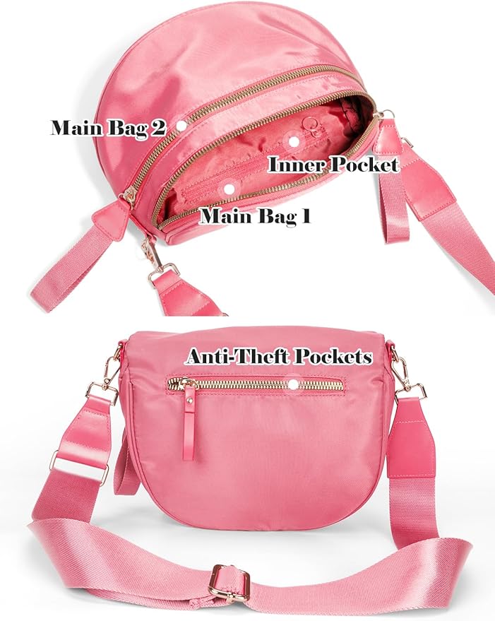 Pure Colour Crossbody Bag Bum Bag for Women,Spacious Purse Fanny Packs Belt Bag,Oversized Bum Bag (Colour Bum Bag-Watermelon Red)
