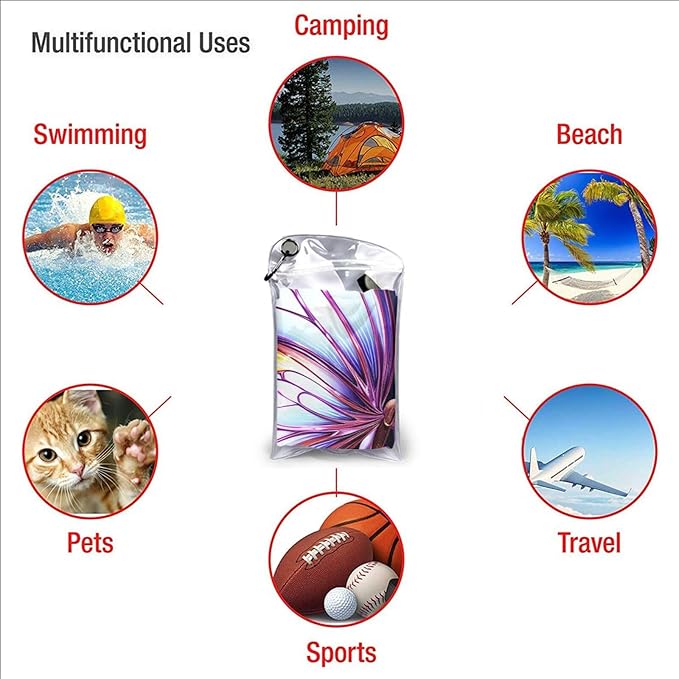 Beach Towel Sand Free Quick Dry Towel Microfiber Oversized Purple Butterfly Travel Towel 31.5""X63"" Absorbent Bath Towel Compact Towel Blanket for Women Men Camping Swim Sports, White