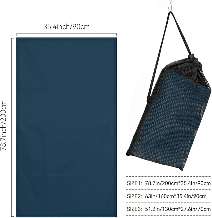 Microfiber Towel for Travel, Camping, Hiking, Backpacking, Shower – Quick Dry, Ultra Compact, Lightweight & Super Absorbent(Navy Blue,51x27 in)