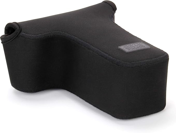 USA Gear Camera Sleeve (Zoom) for Compact SLRs with Lens Compatible with Canon EOS R100 Nikon Z30 Sony ZV-E10, and more - Padded Neoprene DSLR Case with Accessory Pocket & Belt Loop (Black)