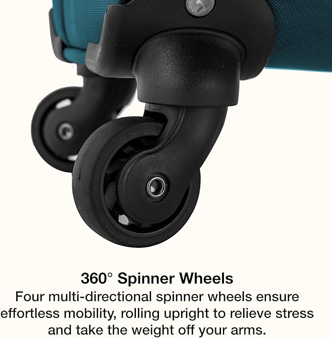 U.S. Traveler Anzio Softside Expandable Luggage with Spinner Wheels, Teal, 3-Piece Set (22/26/30)