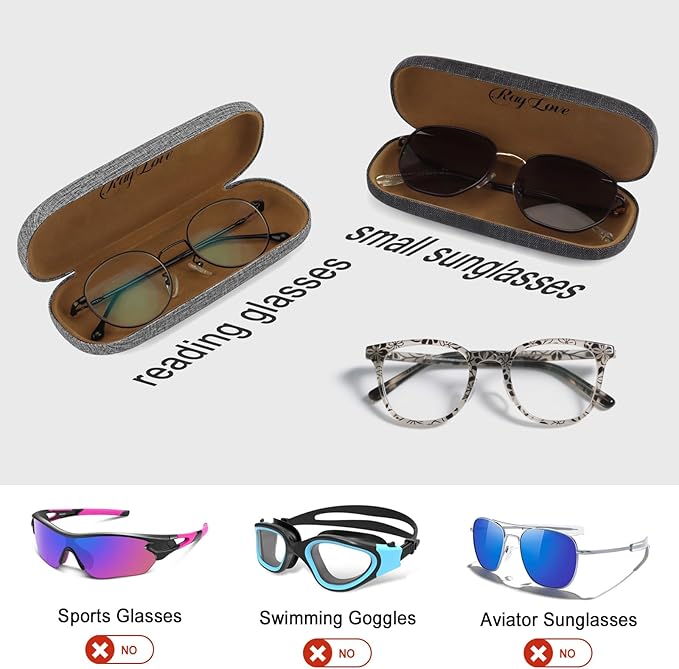 RayLove 3-Pack Hard Shell Eyeglasses Case Large Reading Glasses Hard Case