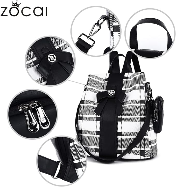 ZOCAI Backpack Purse for Women Fashion Backpack Purses PU Leather Daypacks Anti-Theft Shoulder Bag Satchel Purse