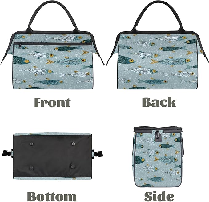 Gym Bag for Women Men, Cute Fish Pattern Sports Duffel Bags, Waterproof Travel Weekender Overnight Carry On Tote Bags for Travel Sports