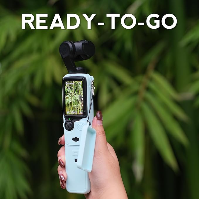 Protective Case for DJI Osmo Pocket 3 / Xtra Muse Camera, Soft Silicone Grip Cover with Screen Protection & Mic, Lightweight, Anti-Scratch, for Travel, Vlogging, Daily Filming – Blue