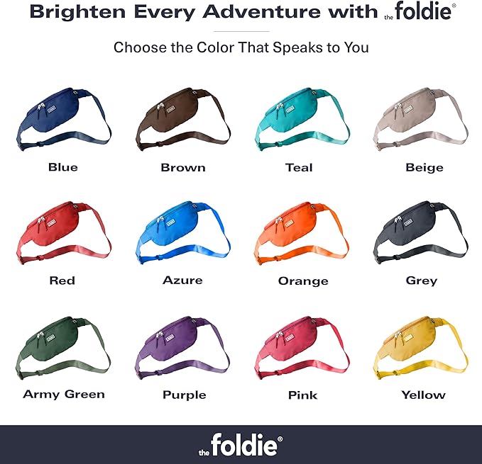 The Foldie Foldable Crossbody Bags for Women & Men - Anti-Theft RFID-Safe Fanny Pack with Smart Lockable Zippers and Cut-Resistant Strap - Lightweight Waist Pack for Travel & Everyday Use - Blue