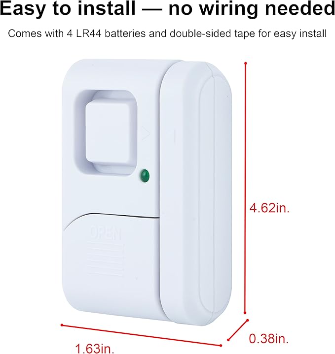 UltraPro Personal Security Window and Door Alarm, 12 Pack, DIY Protection, Burglar Alert, Wireless Chime/Alarm, Easy Installation, Home Security, Ideal for Home, Garage, Apartment, White, 45989