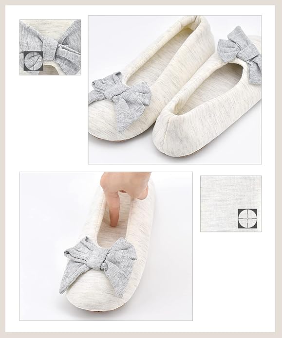 DICUIRD Women's Ballerina Slippers Lightweight House Slippers with Stretchable Heel Design
