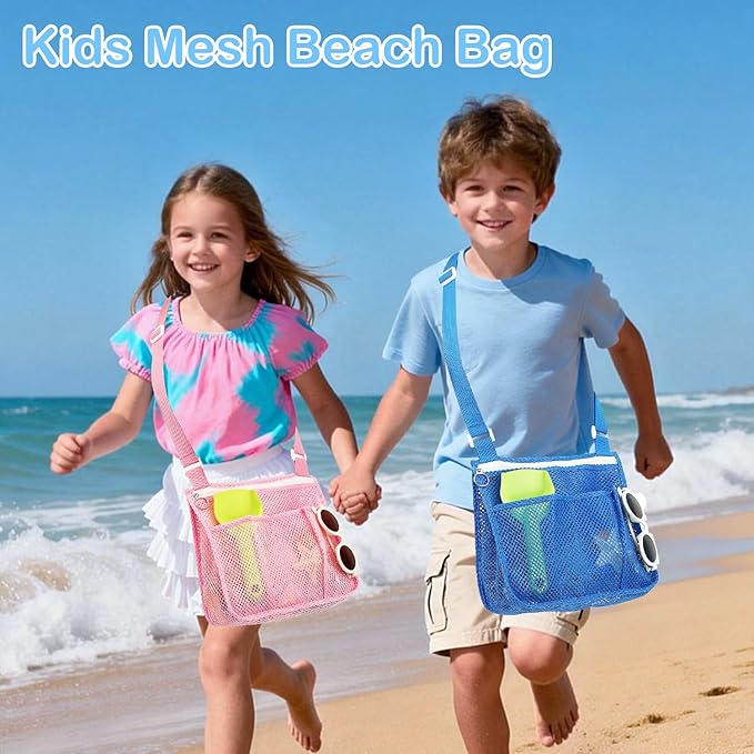 Mesh Beach Bag, Large Beach Tote with Zipper Pocket, Toys Pool Bag for Family Travel Vacation Cruise Essentials