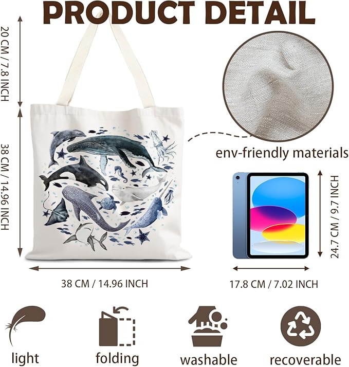 FBB Ocaen Beachy Ocean Sea Fish Reusable Grocery Shopping Bag