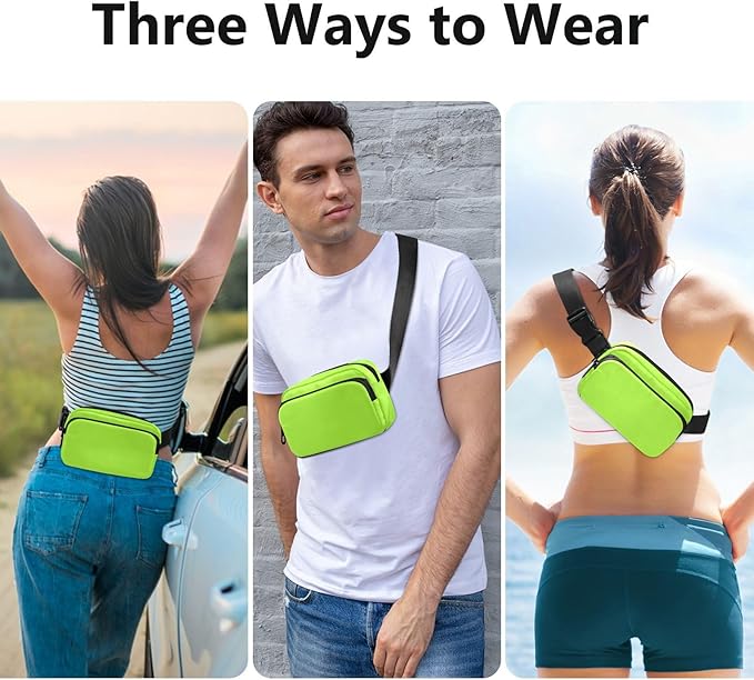 Fanny Pack for Women Men Water Resistant Fashion Waist Packs with Adjustable Strap Belt Bag for Travel Workout Jogging Hiking Green Yellow