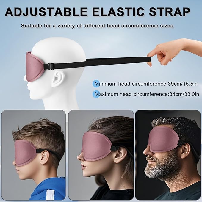 2 Pack Sleep Mask for Side Sleeper, Complete Light Blocking 3D Sleeping Eye Mask, Soft Breathable Eye Cover for Women Men, Travel, Nap, Relaxing Zero Pressure Night Blindfold (Pink+Purple)