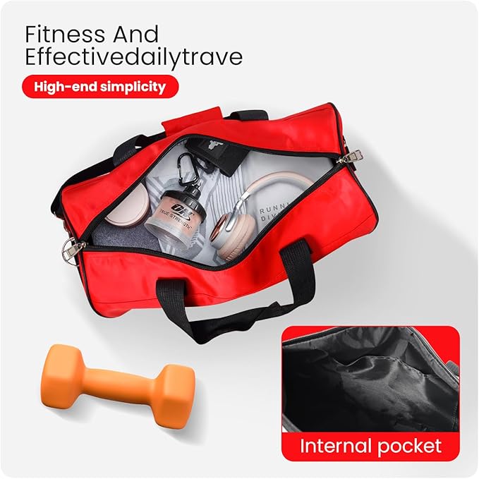 C&F BOGMOST Small Gym Bag for Women & Men,Small Lightweight Duffel Bag Carry On Bags Mini Duffel Travel Bag Waterproof Sports Bags for Workout/Sport/Travel, Red,Large