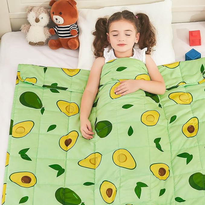 yescool Weighted Blanket 7 Pounds Cooling Weighted Lap Blanket, Green Avocados Heavy Blankets for Sleeping, Breathable Weighted Throw Blanket Gifts for 60-80lbs, 40"x60"
