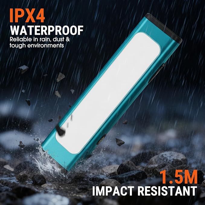 Pocket Flashlight, 1200 Lumens Rechargeable EDC Flashlight with Clip, USB-C Port, 3 Modes Waterproof Warning Light for Working, Camping, Repairing, Emergencies (Blue, 4PCS)
