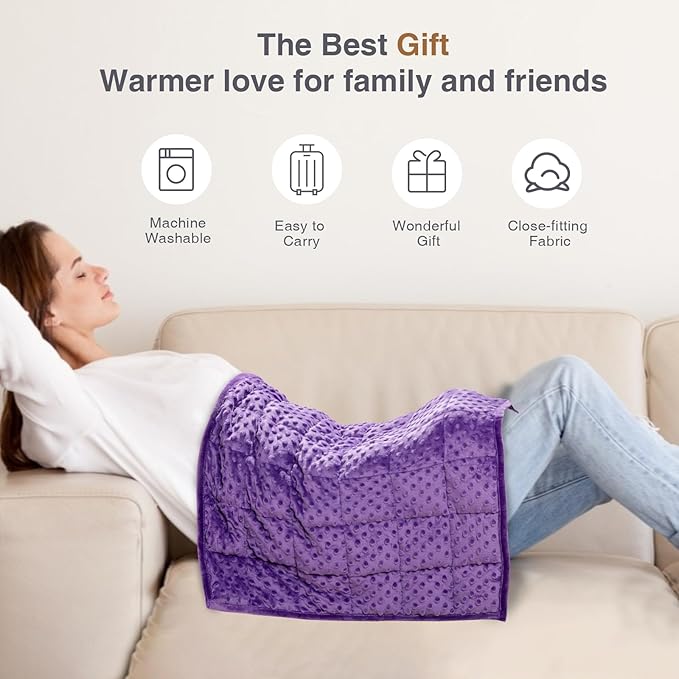 Alomidds Weighted Lap Blanket 7lbs, Cozy Luxury Breathable Weighted Blanket for Adults, Weighted Lap Pad for Travel, Relaxation, Sleeping, Purple, 29" x 24"