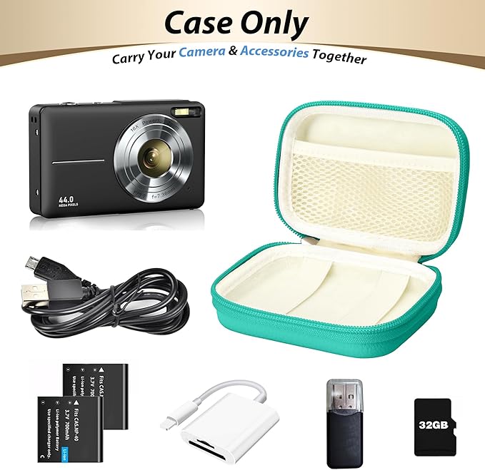 Digital Camera Case for CAMKORY, KODAK PIXPRO FZ45/FZ55, Canon IXUS 285 HS, Lecran, Small Travel Compact Camera Holder with Mesh Pocket for Accessories SD Card (Peacock Green)
