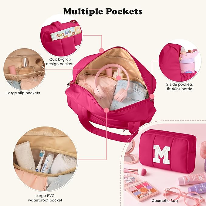 16Th Birthday Gifts for Girls-Dance Bag, Kid Weekender Bags，Girl Overnight Bag with Wet Pocket，Sweet 16 Gifts for Girls-Lightweight Travel Tote Personalized Cheer Bags with Makeup Pouch