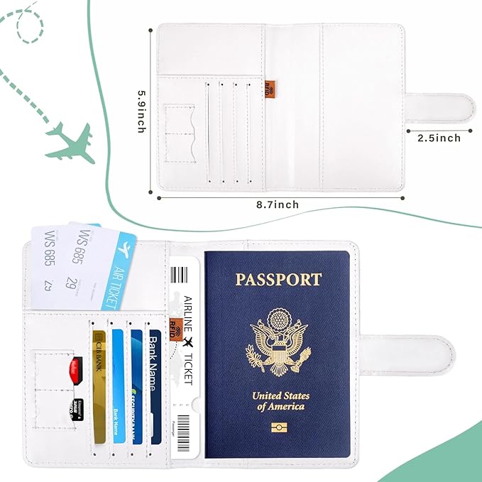 COSHAYSOO Personalized RFID Passport Holder for Travel Women Passports Cover Case Tropical Palm Leaf Pattern, Air Essentials Airplane Flight Accessories Airline Plane Flying Must Haves