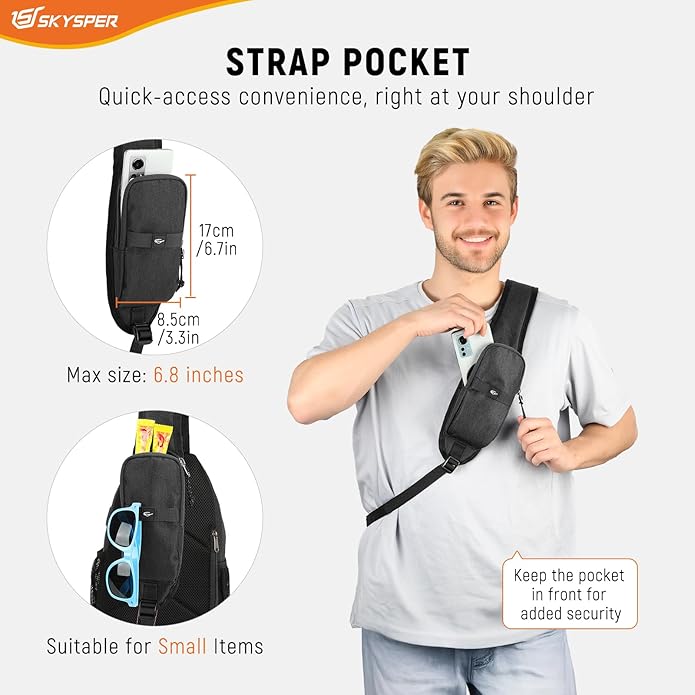 SKYSPER Sling Bag Anti Theft Crossbody Bag RFID Lightweight Travel Shoulder Chest Bag for Hiking Walking