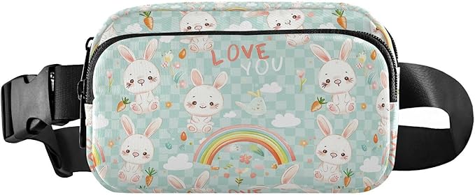 Cute Bunnies Rabbit Fanny Pack for Women Men Water Resistant Fashion Waist Packs with Adjustable Strap Belt Bag for Travel Workout Jogging Hiking 21220155