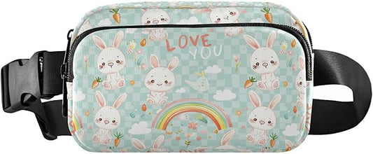 Cute Bunnies Rabbit Fanny Pack for Women Men Water Resistant Fashion Waist Packs with Adjustable Strap Belt Bag for Travel Workout Jogging Hiking 21220155