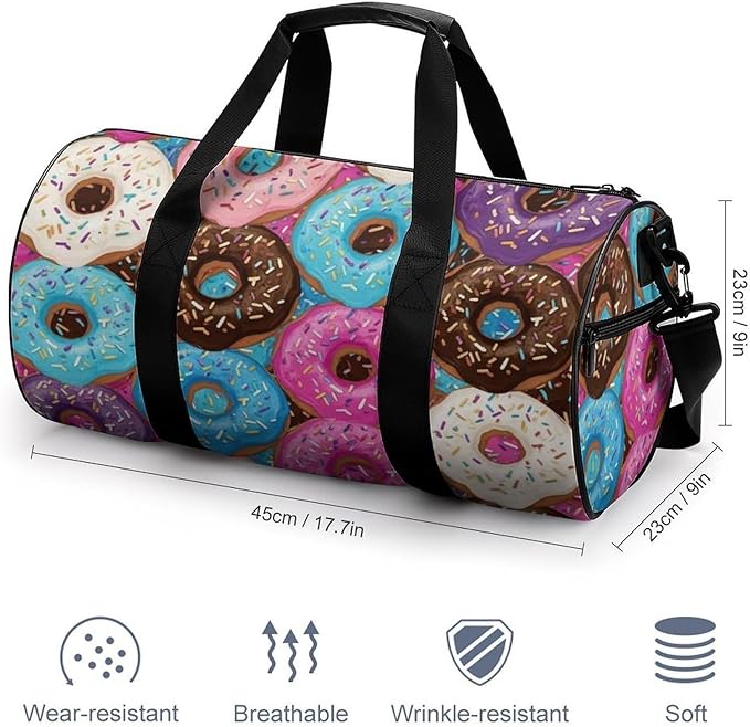 Travel Duffle Bag Doughnut Donut (20) Carry On Weekender Bags Workout Lightweight Duffel Bags for Men and Women