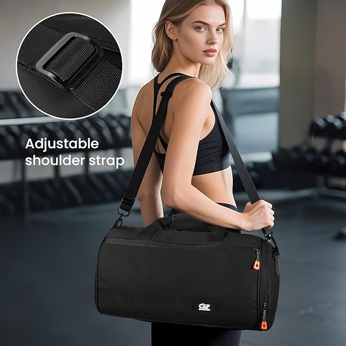 C&F BOGMOST Small Gym Bag for Women & Men,Small Lightweight Duffel Bag Carry On Bags Mini Duffel Travel Bag Waterproof Sports Bags for Workout/Sport/Travel, White,with Shoes Compartment