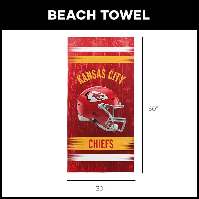 Northwest NFL Oversized Microfiber Beach Towel, 60 x 70 Inches – Quick Dry, Sand Resistant, Lightweight, Highly Absorbent, Shibori Design